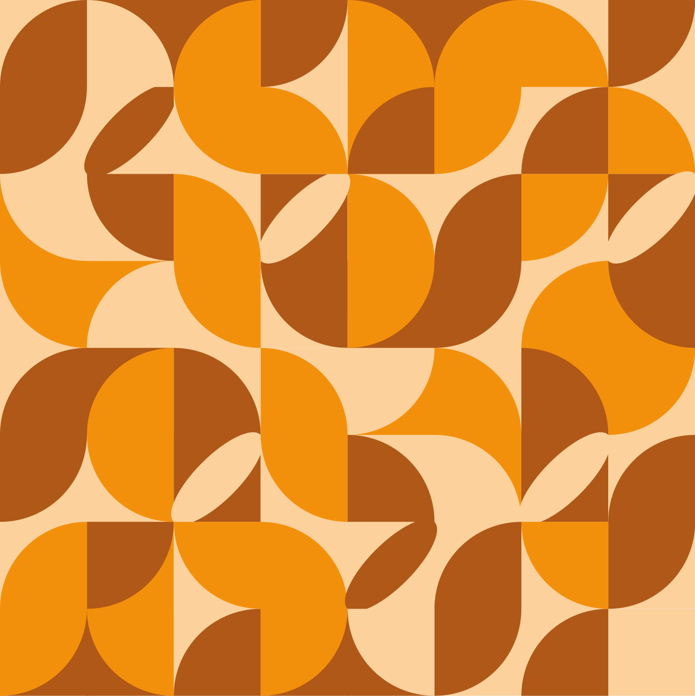 Oranžinės spalvos kilimėlis su retro figūromis - „Tenstickers“
