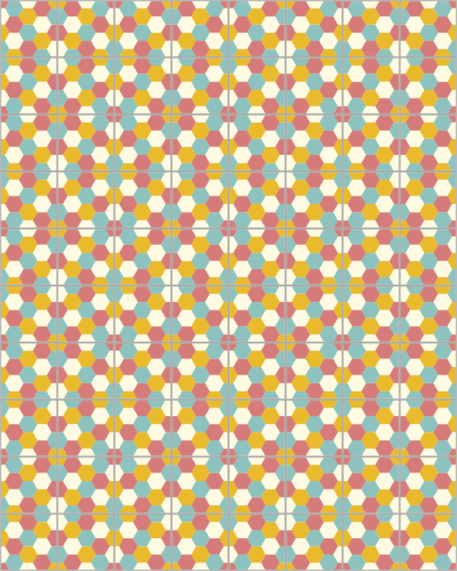 Spalvotas šešiakampis geometrinis vinilo kilimėlis - „Tenstickers“