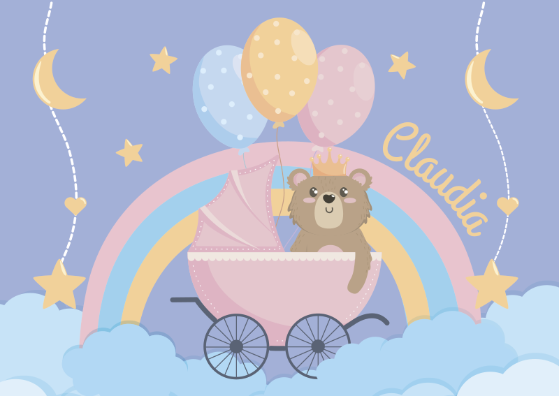 Individualizuotas meškos kūdikių vinilo kilimėlis - „Tenstickers“