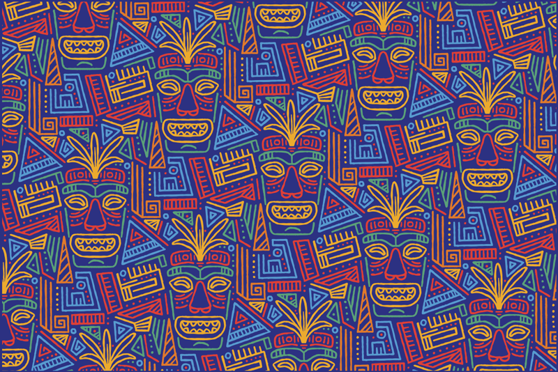 Spalvingos genčių kaukės vinilo kilimėlis - „Tenstickers“