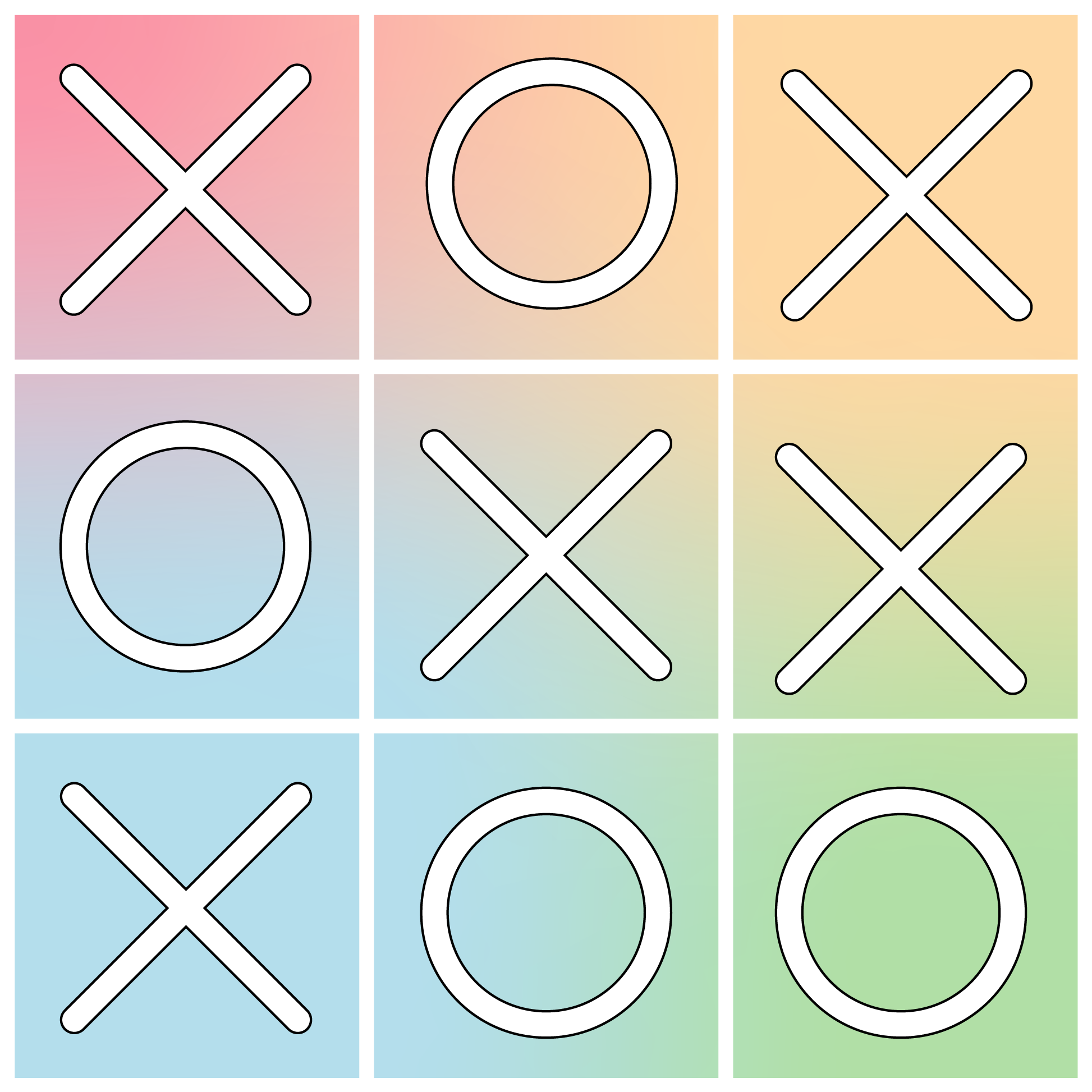 žaidimas „tic-tac-toe“. žaidimų dizaino vinilo kilimėlis - „Tenstickers“