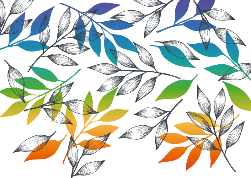 Vaivorykštė palieka modernų vinilo kilimėlį - „Tenstickers“