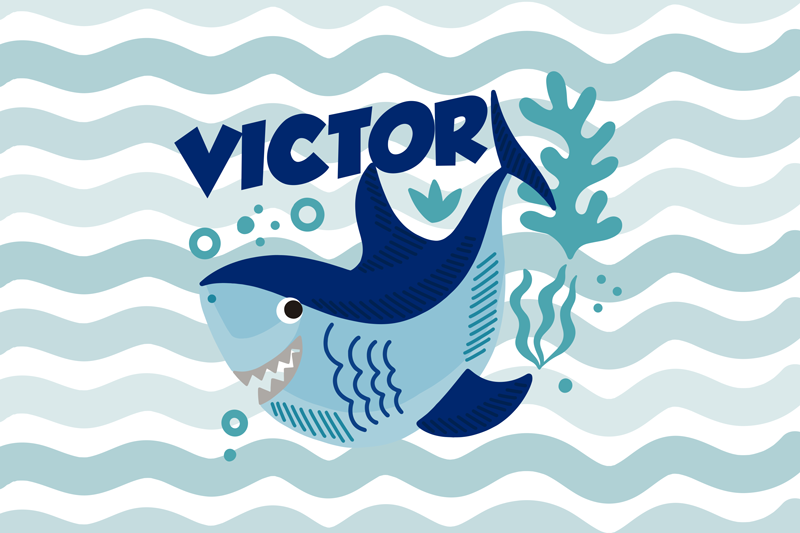 Kūdikis ryklys su pavadinimu vinilo kilimėlis su vardu - „Tenstickers“