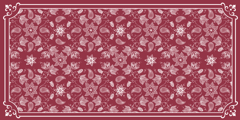 Gražus paisley gėlių vinilo gyvenamojo kambario kilimėlis - „Tenstickers“