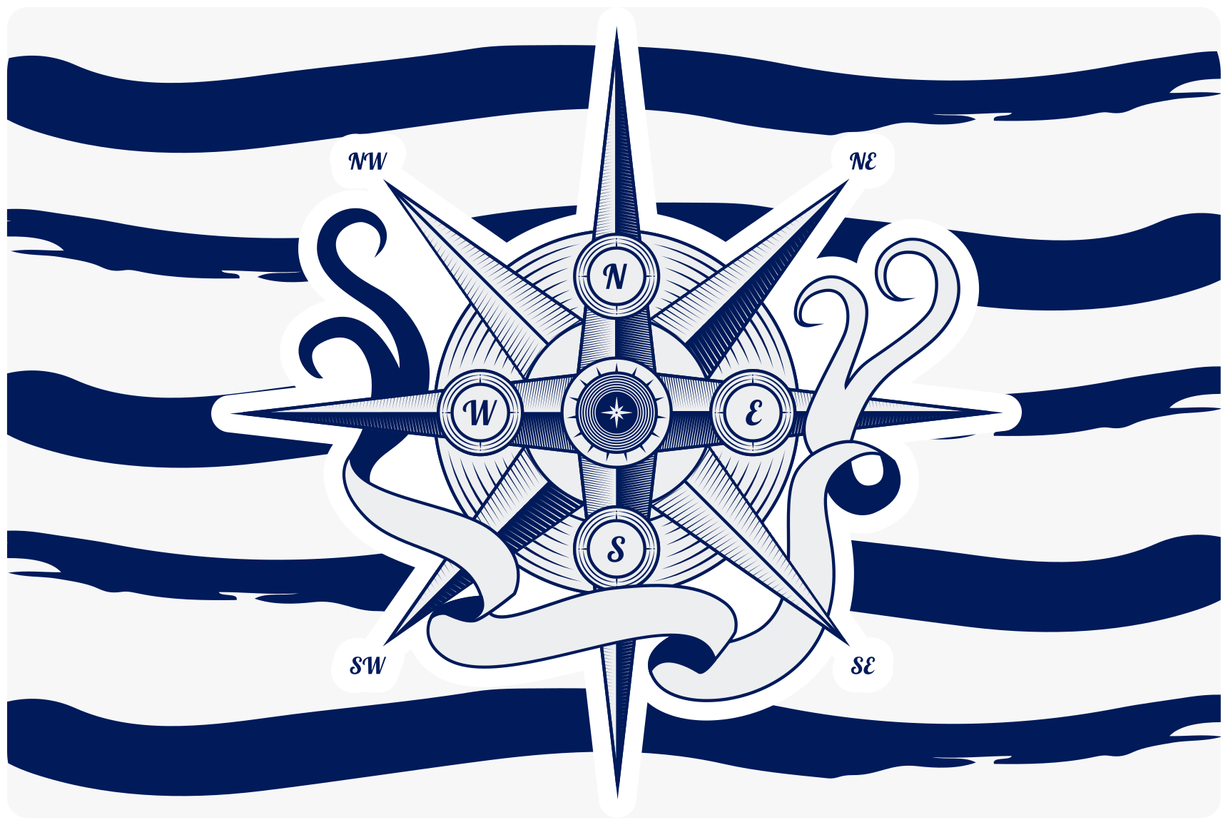 Jūrinis kompasas pasaulio žemėlapis vinilo kilimėlis - „Tenstickers“