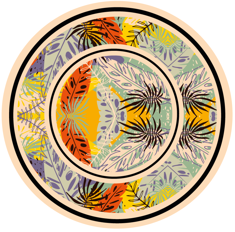 Botaninis apskritimo motyvas gėlių rašto kilimėlis - „Tenstickers“