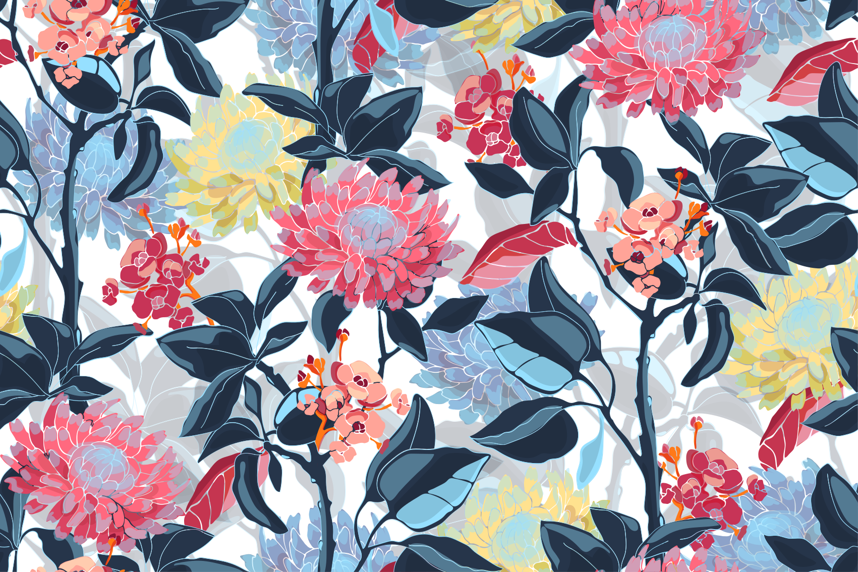 Gėlių kompozicijos detalė gėlių rašto kilimėlis - „Tenstickers“