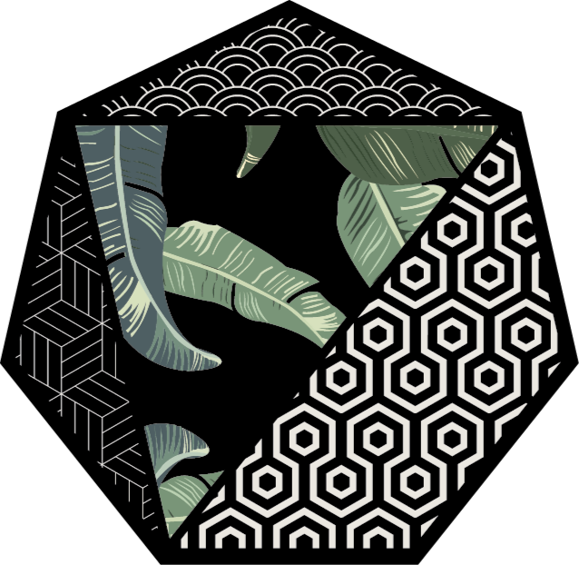 žali lapai ir geometriniai pledai - „Tenstickers“