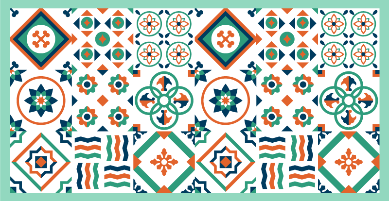 Ryškus raštas kilimas virtuvei - „Tenstickers“