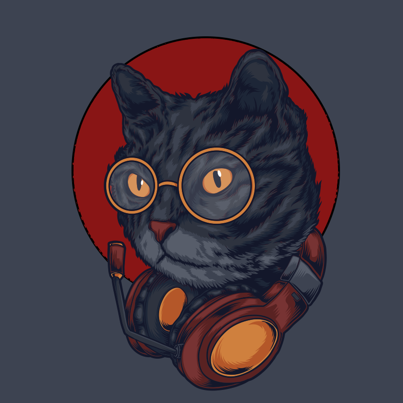 Kačių muzikos iliustracija gyvūnų kilimas - „Tenstickers“