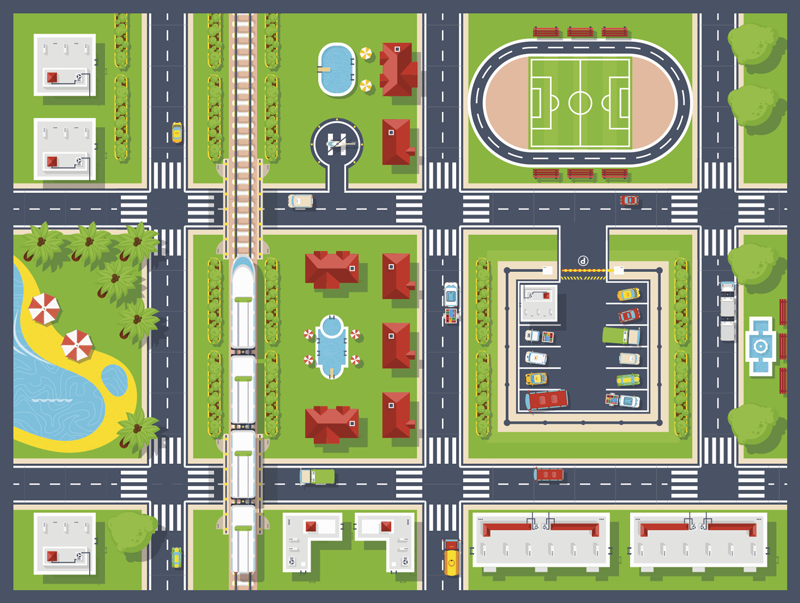 Vaikiškas vinilinis kilimas miesto kelio kilimas - „Tenstickers“