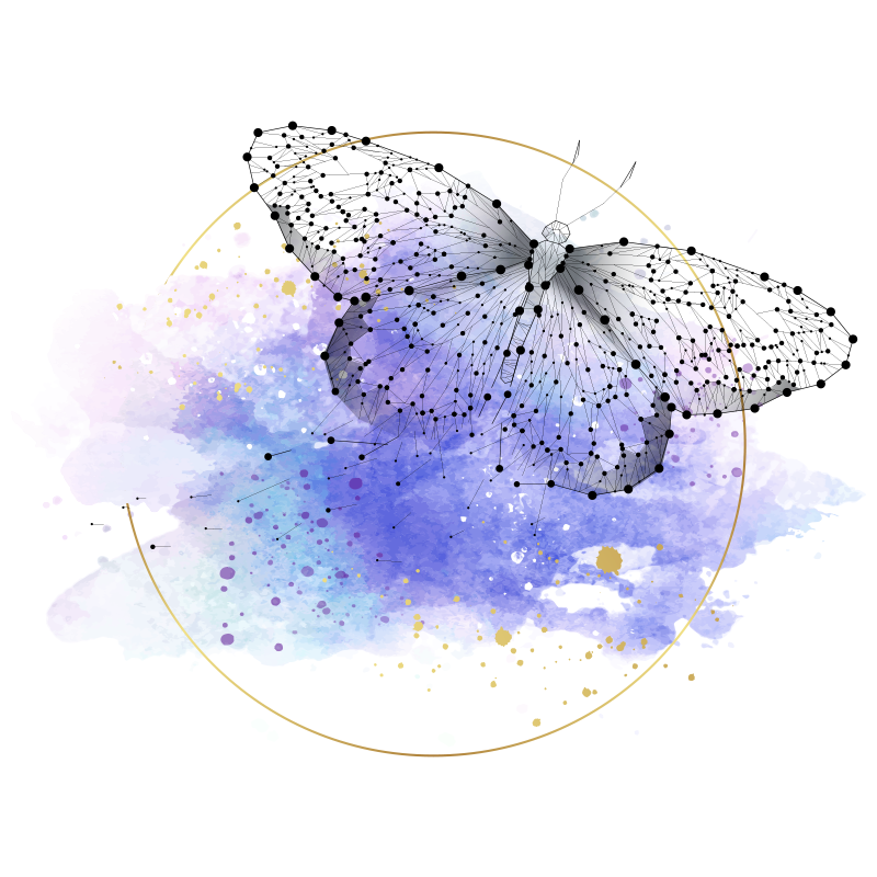 Drugelio akvarelė gėlių rašto kilimėlis - „Tenstickers“