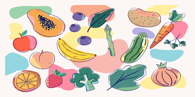 Spalvinga vaisių iliustracija kilimas virtuvei - „Tenstickers“