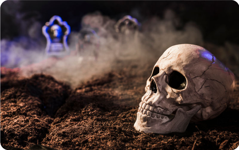 Baisu kaukolė halloween kilimėlis - „Tenstickers“