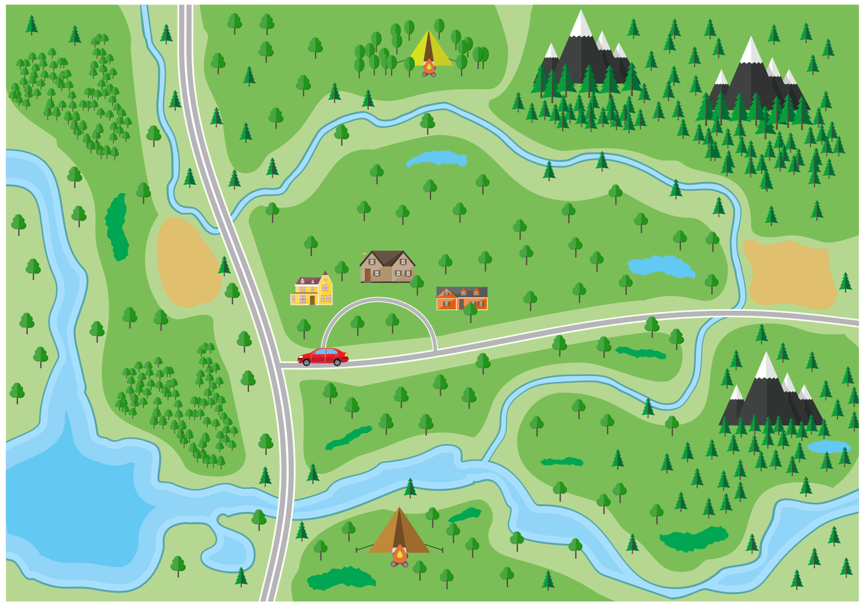 Kalnų kelių žemėlapis kelių kilimas - „Tenstickers“