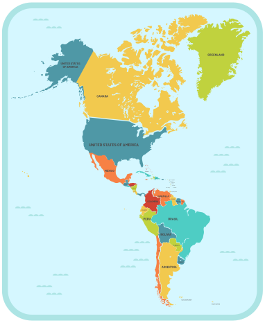 Amerika centre pasaulio žemėlapio kilimėlis - „Tenstickers“