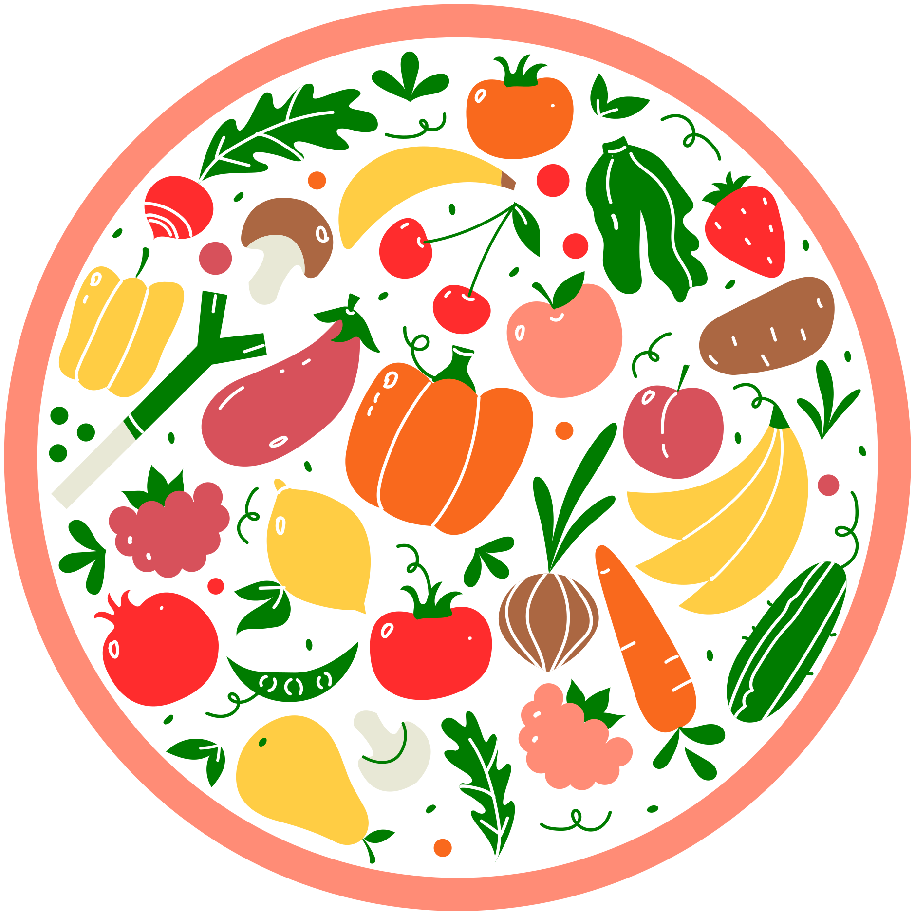 Spalvingas vaisių motyvas gėlių rašto kilimėlis - „Tenstickers“