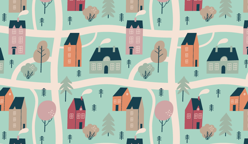 Vaikai žaidžia kaime vaikų vinilinė kilimėlė - „Tenstickers“