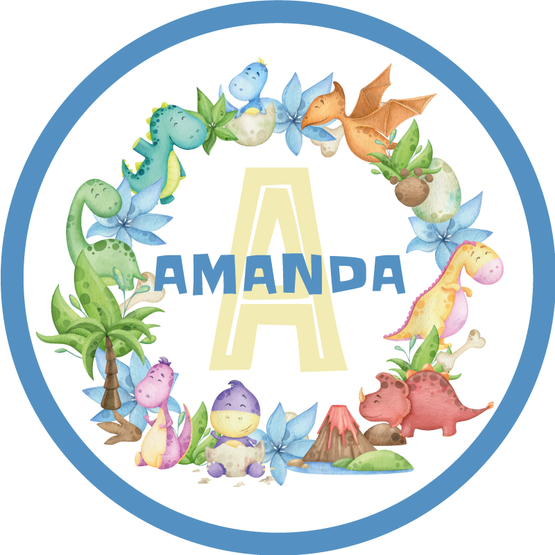 Dinozaurų rėmas su asmeninio vardo kilimu - „Tenstickers“