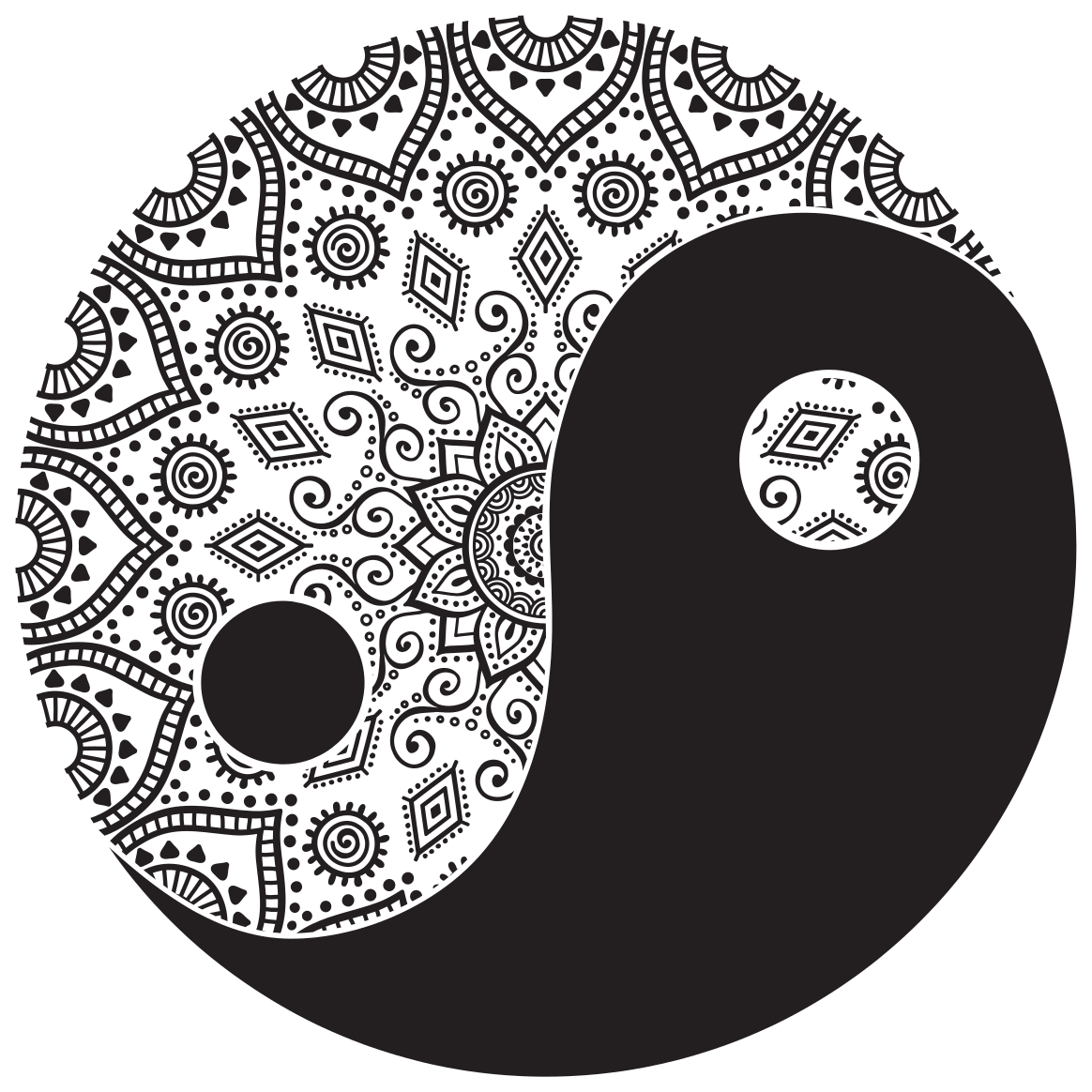 Mandala yin yang mandalos vinilo kilimas - „Tenstickers“
