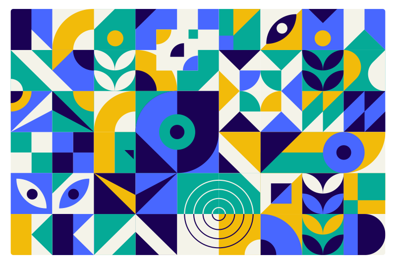 Geometriniai kilimas su ryškiais geometriniais raštais - „Tenstickers“