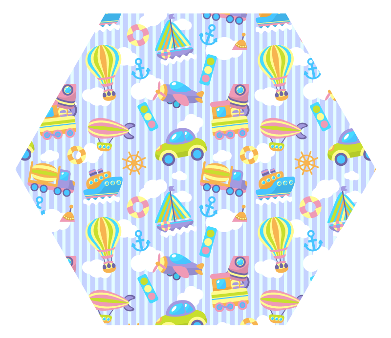 Sunkvežimių, lėktuvų ir autobusų vaikų vinilinis kilimas - „Tenstickers“