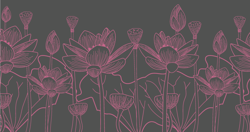 Lotoso pilkas ir rausvas gėlių vinilo kilimas - „Tenstickers“