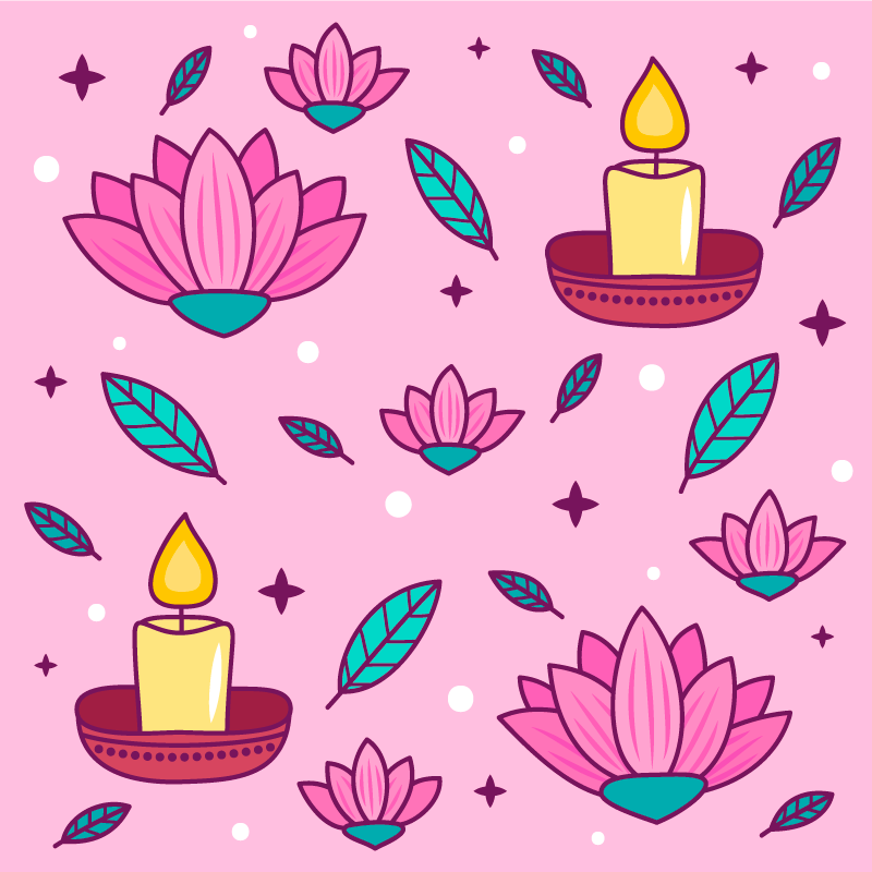 Lotoso žiedo atmosfera gėlių rašto kilimėlis - „Tenstickers“