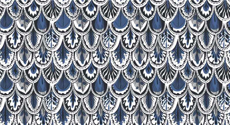 Mėlynos paukščių plunksnos su gyvūnais margintas vinilo kilimas - „Tenstickers“