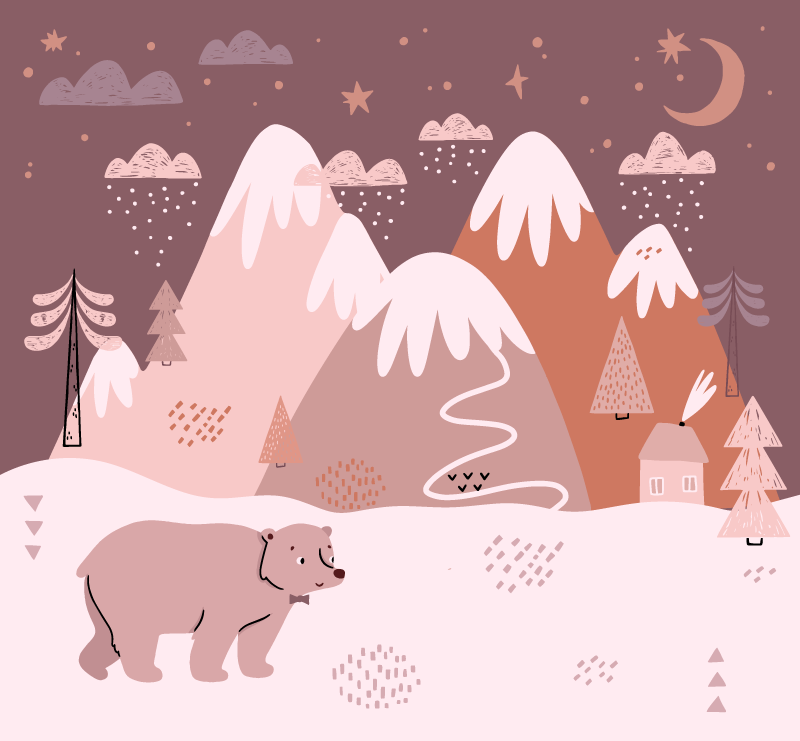 žiemos peizažo jaukumas vaikų vinilinė kilimėlė - „Tenstickers“