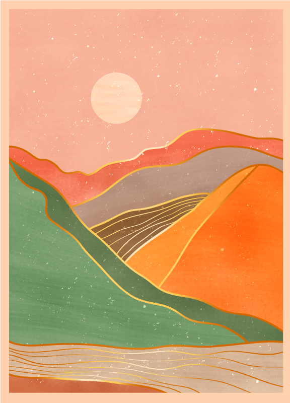 Abstraktus kalnų peizažas modernus vinilinis kilimas - „Tenstickers“