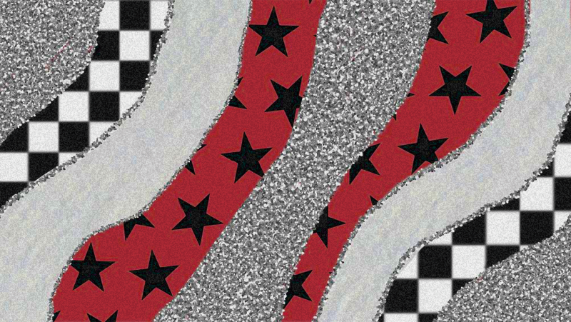 žvaigždėtos raudonos bangos vinilo kilimas - „Tenstickers“