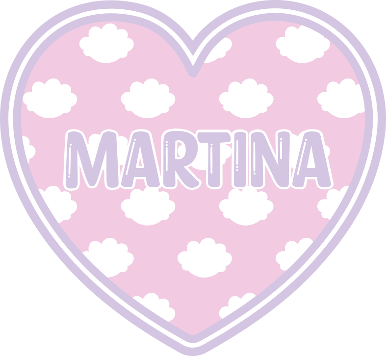 širdies formos su debesimis vinyl kilimėlis su vardu - „Tenstickers“