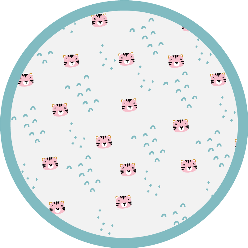 Mėlynos vaivorykštės ir rožinės katės vinilinis kilimėlis - „Tenstickers“