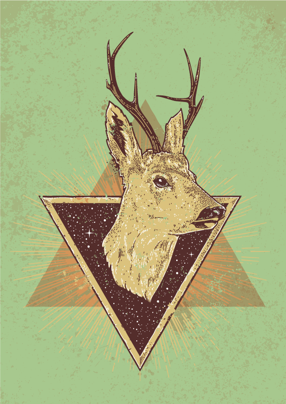 Stilizuota elnio galva gyvūnų vinilo kilimėlis - „Tenstickers“