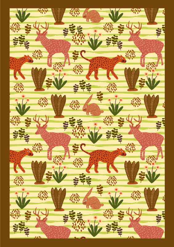 Safari laukinės gamtos modelis gyvūnų vinilo kilimėlis - „Tenstickers“