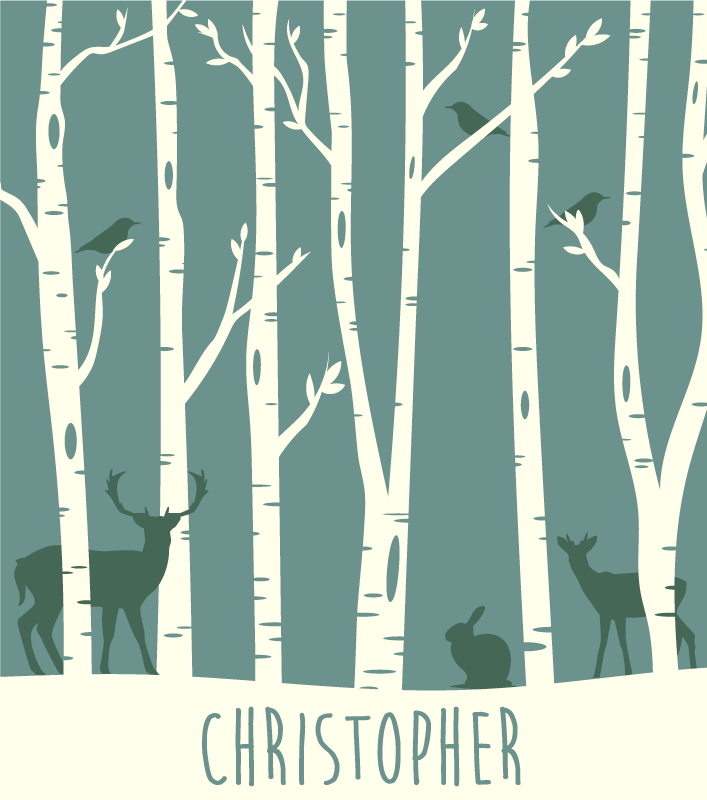 Miško draugų tema vinyl kilimėlis su vardu - „Tenstickers“