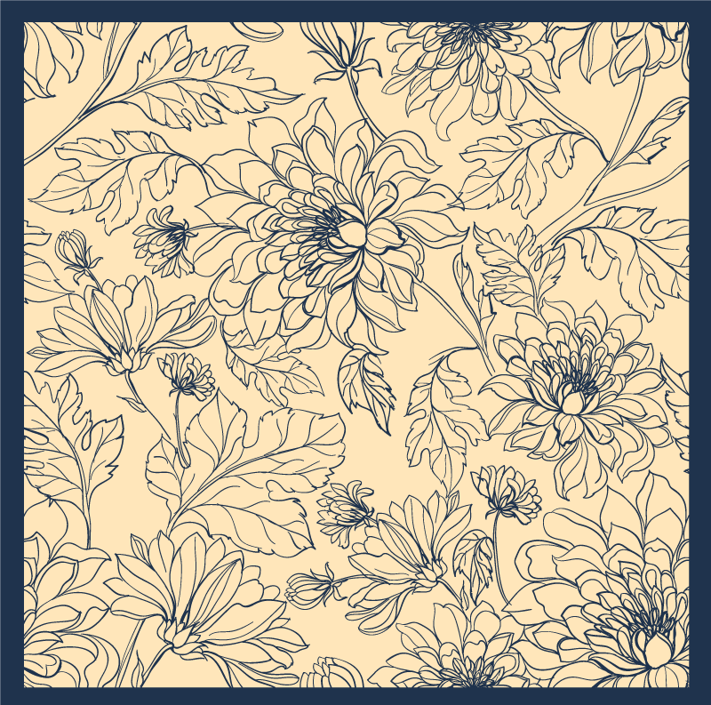 Elegantiškas gėlių kontūras vinilinis kilimas svetainei - „Tenstickers“