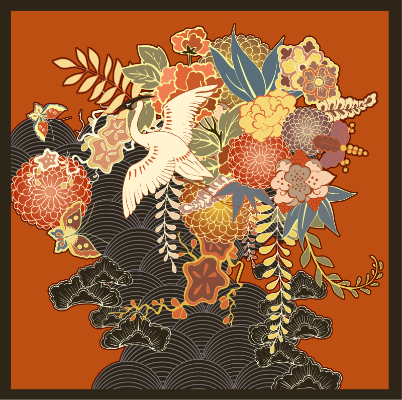 Sudėtingas botaninis elementas gėlių rašto kilimėlis - „Tenstickers“