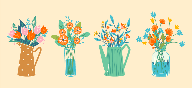 Bijūnų animacinių filmų krūva gėlių kilimas - „Tenstickers“