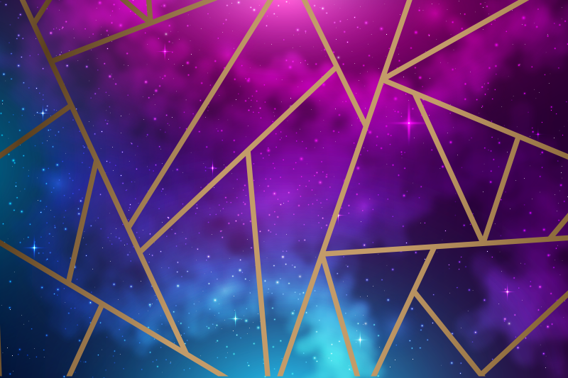 Kosminis mėlynas ir violetinis raštas geometriniai kilimas - „Tenstickers“