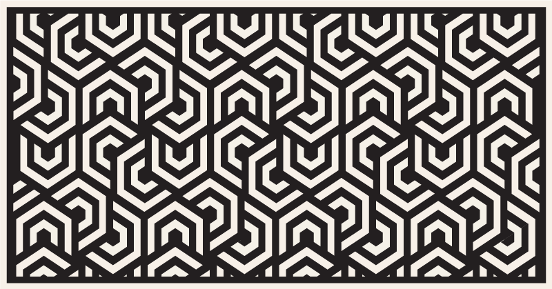 Juodi ir balti šešiakampiai geometriniai kilimas - „Tenstickers“