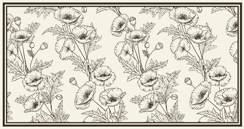 Gėlių kontūro raštas vinilinis kilimas svetainei - „Tenstickers“