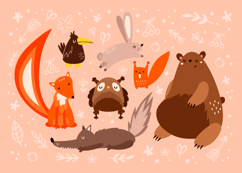 Vaikiški gyvūnai vaikams vinilinis kilimas - „Tenstickers“