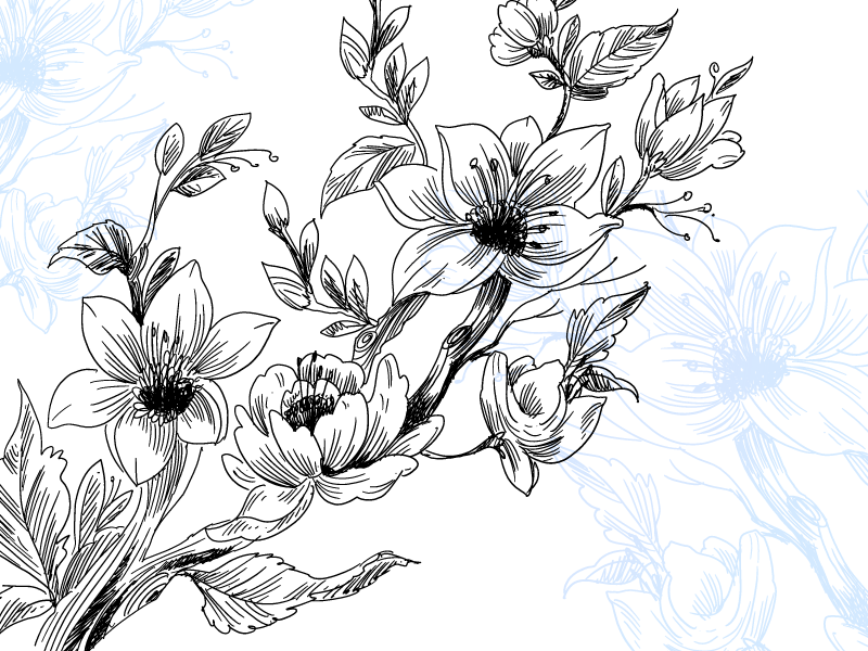 žydro žiedo koncepcija gėlių rašto kilimėlis - „Tenstickers“