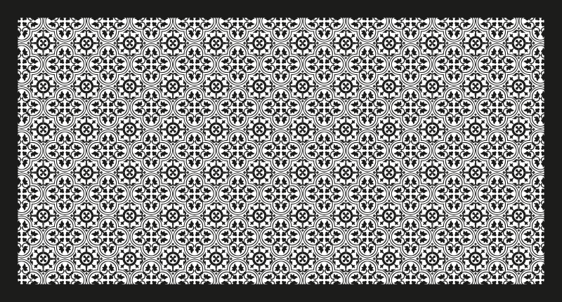 Juodas gėlių raštas vinyliniai kilimas su plytelių imitacija - „Tenstickers“