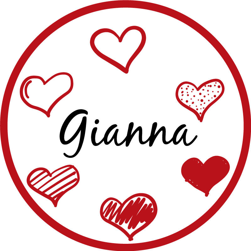 Raudonos širdelės ir vardas paaugliams vinilo kilimėlis - „Tenstickers“