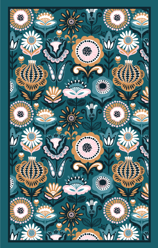 Gėlių lapų raštai vinilo kilimėlis miegamajam - „Tenstickers“