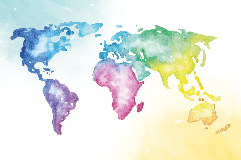 Meniškas spalvingas pasaulio žemėlapio kilimas - „Tenstickers“