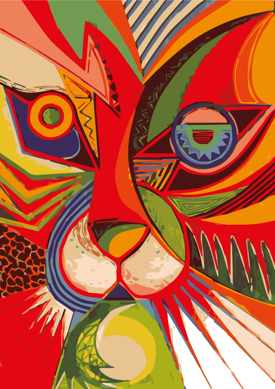 Spalvingas katės veidas gyvūnų vinilo kilimėlis - „Tenstickers“